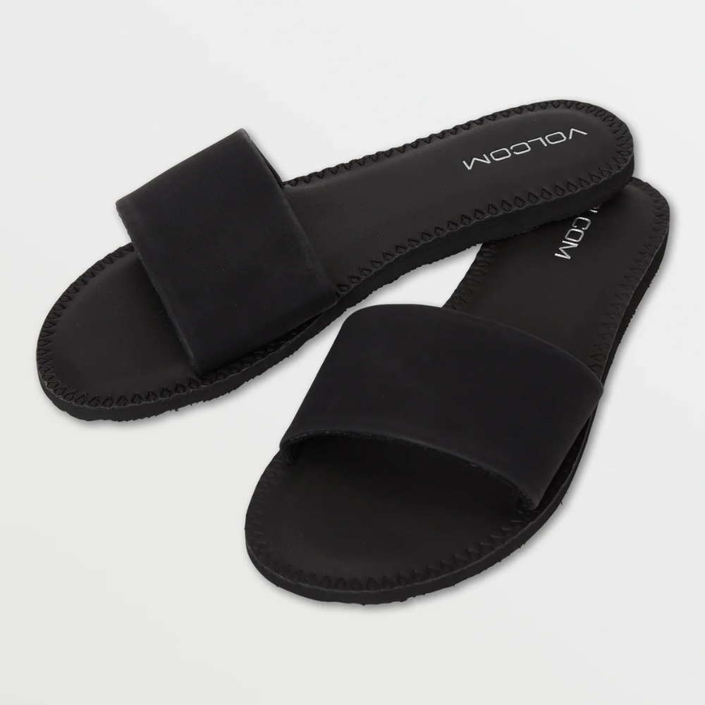 Volcom Women's Simple Synthetic Leather Strap Slide Sandal